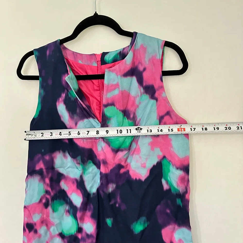 Kate Spade Sleeveless Dress Tye Dye Watercolor Print V Neck Back Zip‎ Size 8 - Picture 8 of 12